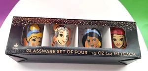 Disney Princess Faces 1.5-Ounce Mini Glass Cups, Set of 4 Whiskey Shot Glasse - Picture 1 of 4