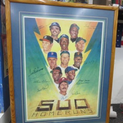 500 Homeruns Home Runs MLB autograph signed art Ron Lewis print 30 x 24 PSA COA - Image 1 of 4