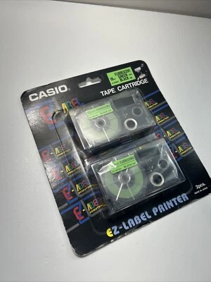 Casio EZ Label Printer Tape Cartridge 18mm Tape, Black Ink IR-18FGN2S Green - Image 1 of 4