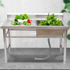 120*60*80cm Commercial Kitchen Prep Sink Workbench Compartment Stainless Steel