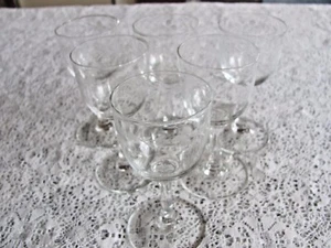 Lot of 6 Cordial And/Or Sherry 4 Inch Glasses With Etched Design - Picture 1 of 5