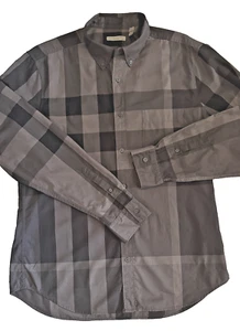 CAMICIA UOMO BURBERRY NOVA FANTASIA QUADRI MULTI GRIGIO/NERO COTONE MANICA LUNGA tg L - Foto 1 di 15