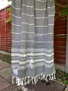 Stripe the Beach in Style: Black Turkish Towel Peshtemal for All Occasions - Picture 1 of 11