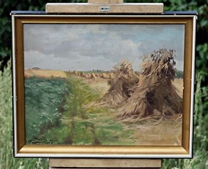 Heinz Roder (1895-1965) - Haystacks In The Field – Vintage Countryside Scene - Picture 1 of 6