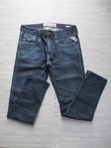 Pantalones de mezclilla Replay Anbass para hombre W32 L32 azul M914 algodón pierna recta cremallera mosca - Imagen 1 de 14