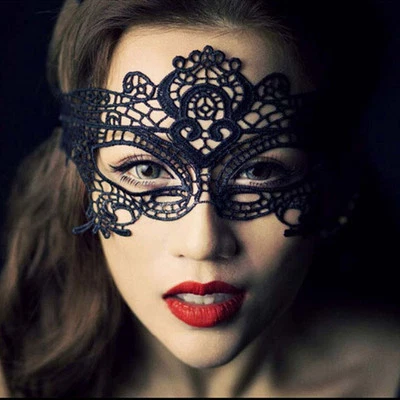 Black Cotton Lace Eye Mask Costume Party Fancy Dress Ladies Masquerade Ball Sexy - Image 1 of 2