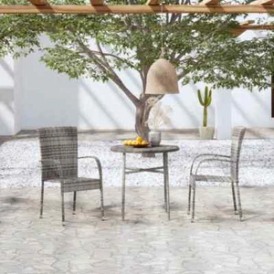 3 Piece Patio Dining Set Poly Rattan Gray vidaXL - Picture 1 of 8