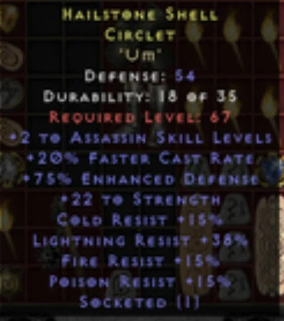 Assassin +2/20fcr/strength/all res helm Diablo 2 Resurrected D2R Softcore PC  NL - Image 1 of 1