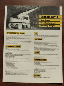 Gradall XL5110 Underground Mine Scaler Machine Specifications Brochure - Picture 1 of 2