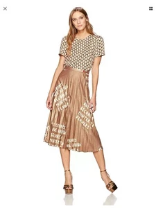 New Dear Drew By Drew Barrymore Women Lexington Ave Pleated Metallic Skirt SZ 2 - Picture 1 of 9