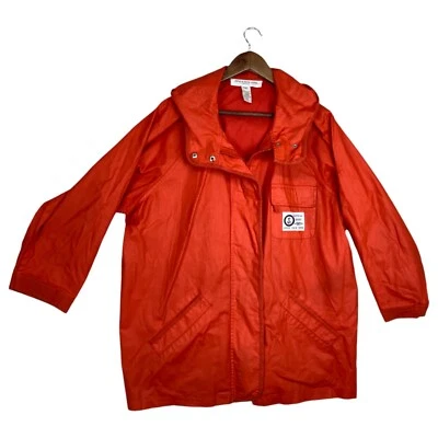 VTG Jones New York Sport Rain Jacket Womens M Hooded Long Sleeve Full Zip Orange - Image 1 of 4