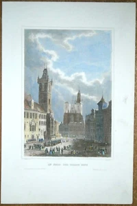 Impresión Meyer 1843 PLAZA DE LA CIUDAD VIEJA, PRAGA PRAHA, REPÚBLICA CHECA, #22 - Imagen 1 de 1