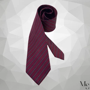 ERMENEGILDO ZEGNA Black Tag Burgundy Striped Silk Tie Italy 58”-3’’ EX COND - Picture 1 of 6