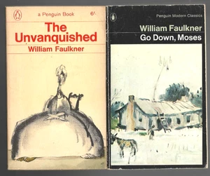 2 x Older William Faulkner Penguin PB Books Go Down Moses + The Unvanquished - Picture 1 of 3
