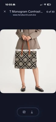 Bolso de Mano Grande Tory Burch T Monograma Contraste Repujado Negro Tostado, Nuevo con Etiquetas Foto 1 de 4