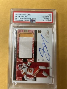 2022 Panini One 20 Skyy Moore Patch Blue Autograph Bronze 02/49 PSA 8 AUTO 9 - Bild 1 von 2