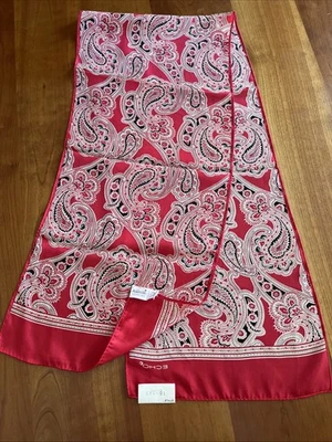 Cachecol vintage Echo 100% seda paisley vermelho 58 x 11 novo com etiqueta - Imagem 1 de 4