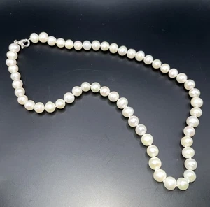 Necklace Real Pearls 925 Silver Clasp Classic Elegant Minimalist Refined - Picture 1 of 6