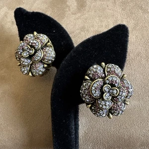 Pendientes Heidi Daus Vintage Profusión de Pétalos Tanzanita Cristal Swarovski Flor - Imagen 1 de 16