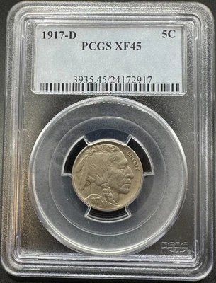 1917-D BUFFALO NICKEL PCGS OGH BLUE LABEL XF45 11EGA25 - Image 1 of 4