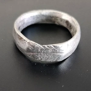 15th-16th Century Medieval Silver Ring With Feather Or Leaf Intaglio, Size 5.5 - Picture 1 of 3