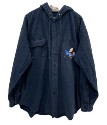 Disney Store Mickey Mouse Embroidered Hooded Button Shirt Jacket Vtg 4XL/5XL#C14 - Image 1 of 4