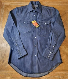 Camisa a Presión Wrangler Perla Mediana Corte Vaquero Calce Clásico Azul Occidental Para Hombres Algodón - Imagen 1 de 10