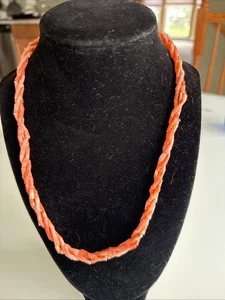 Pink Coral Necklace Genuine Vintage Jewelry Seashore Nautical Seashell Chain 19” - Picture 1 of 9