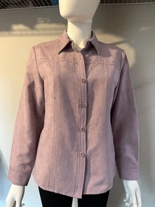 Relativity Faux Suede Women's Lavender Button Up Jacket PM Petite Medium 90s - Picture 1 of 8