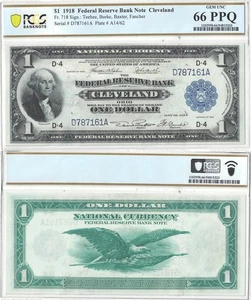 1918 $1 Federal Reserve Bank Note Fr-718 PCGS Gem CU-66 PPQ - Picture 1 of 3