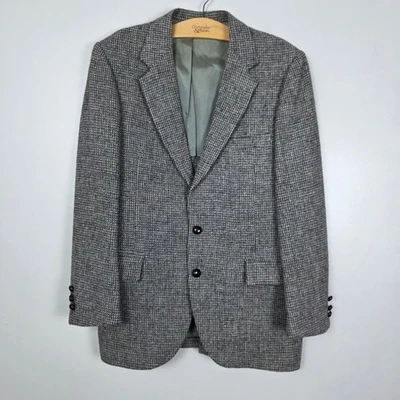 Harris Tweed Wool Sports Coat Houndstooth Mens Ballymoor 40R - Image 1 of 4