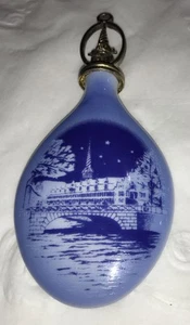 BING & GRONDAHL 1991 Christmas Drop Tree Ornament Copenhagen Porcelain Blue VTG - Picture 1 of 2