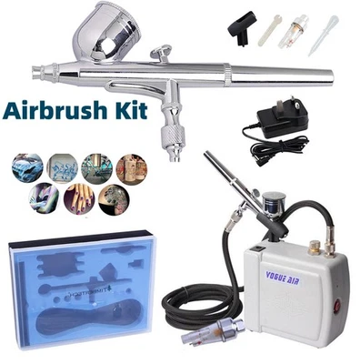 Mini Airbrush Compressor Kit Spray Gun Dual Action Air Brush Paint Model 0.3MM - Image 1 of 4