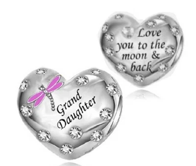 DIJE CORAZÓN ROSA LIBÉLULA NIETA 💜 GENUINO REGALO PLATA ESTERLINA 925 Foto 1 de 4