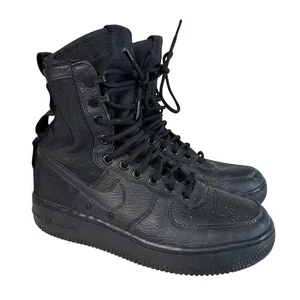 Nike SF Air Force 1 Athletic Shoes WMNS US7 Triple Black Lace-Up Leather Sneaker - Picture 1 of 6