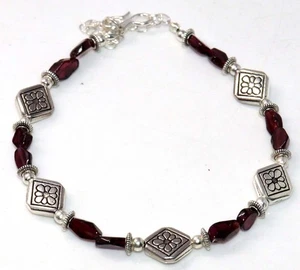 925 Silver Plated Pink Tourmaline Beaded Bracelet Size 8+2" AU j066 - Bild 1 von 3