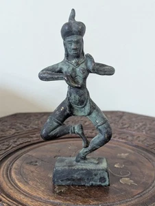 Tanzender Khmer Stil Apsara Buddha Statue Bronziertes Metall Thai Buddhismus - Bild 1 von 10