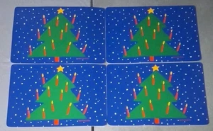 Vintage Marimekko Vinyl Placemats Set of 4 Christmas Tree Candle Snowflake Star - Picture 1 of 5
