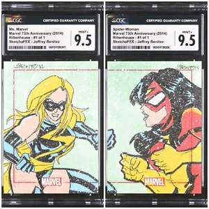 Marvel Sketch 2 Card Puzzle SketchaFEX - Ms. Marvel vs Spider-Woman - CGC 9.5 - Picture 1 of 5