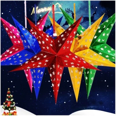 DIY Hanging 3D Paper Star Christmas Ornaments Paper Lantern Birthday party - image 1 of 4