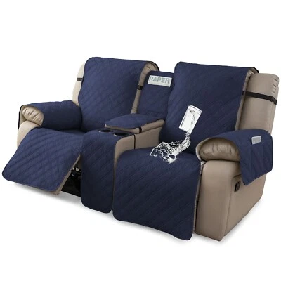 100% waterproof recliner cover double with center console, strap design， - Image 1 of 4