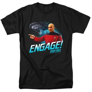 Star Trek the Next Generation Picard Engage Licensed Adult T-Shirt - Picture 1 of 18