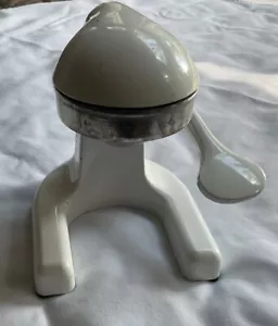 Vtg. Lemon/Citrus Juicer White Enamel Chrome 7 1/2” Tall Preowned - Picture 1 of 6