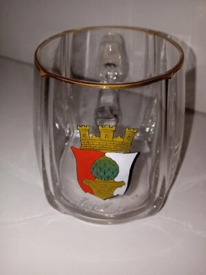 Taza alemana con mango de vidrio de cerveza Ausburg vintage borde dorado 0,5 litros 0,5 Foto 1 de 4