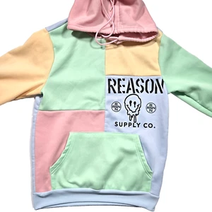 Reason Brand Color Block Hoodie Sweatshirt Lightweight Pastel Size Medium - Picture 1 of 12