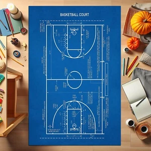 Basketball Pitch Rug,Basketball Rug,Sport Rug,Pitch Map Rug,Sport Theme Rug, - Picture 1 of 6