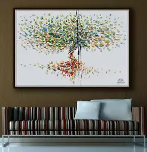 Albero extra large 60"/40" - dipinto olio su tela originale di Koby Feldmos - Foto 1 di 6