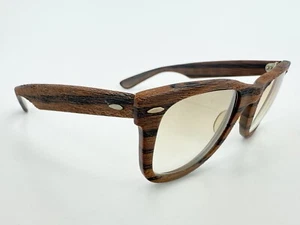 Gafas de sol vintage Ray Ban Wayfarer Woodies MARCOS 5022 madera edición Tiki K914 - Imagen 1 de 9