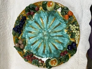 Vintage St Peter Graz Majolica Fruit Plate Wall-hanger 15" Dia. Made In Austria - Picture 1 of 9