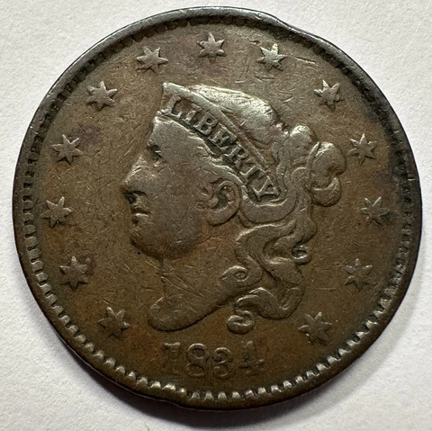 1834 Large Cent Coronet Head. #3925 Cover